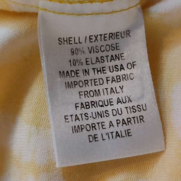 MILLY EMPIRE WAIST DRESS, YELLOW/WHITE S - Picture 6 of 7